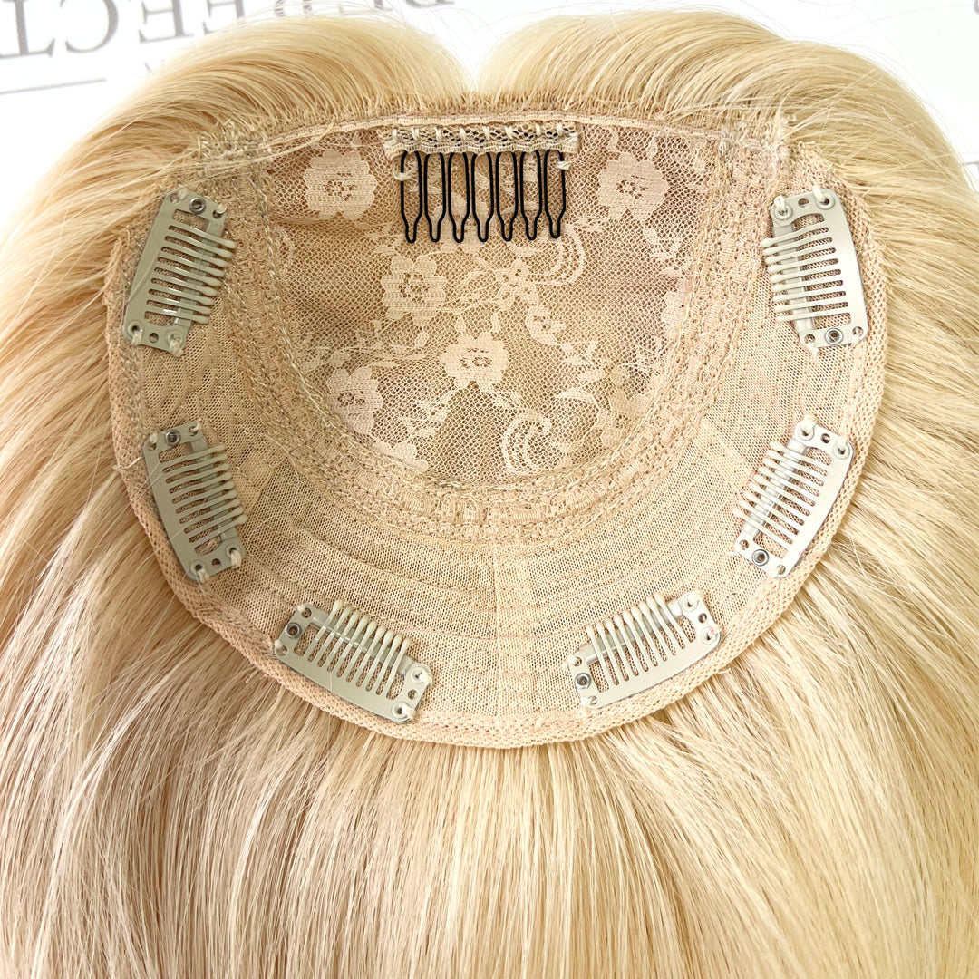 Silk Hair Toppers For Women 6*6 Platinum Blonde Hair Topper