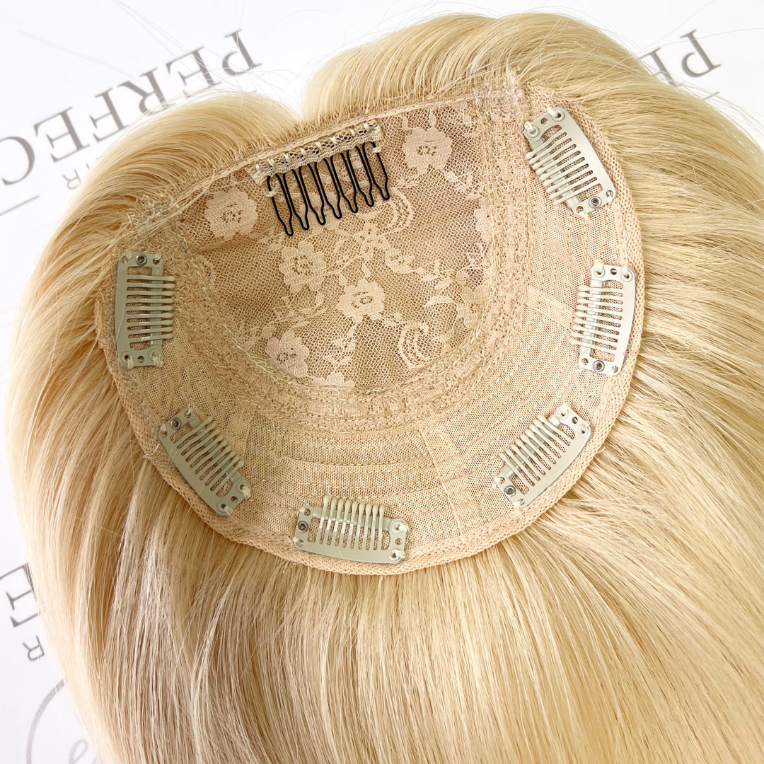 Silk Hair Toppers For Women 6*6 Platinum Blonde Hair Topper 