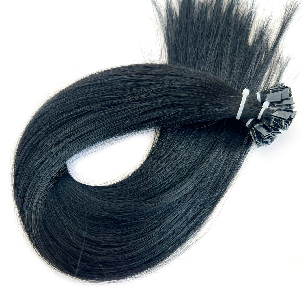 Flat Tip Hair Jet Black #1 Keratin Hair Extensions