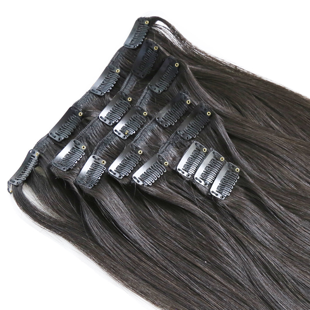 Remy hair extensions clip in #1B Clip Ins| Hairperfecto