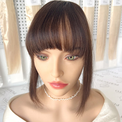 100% Human Hair Clip In Bangs With Temples  -#2 Dark Brown