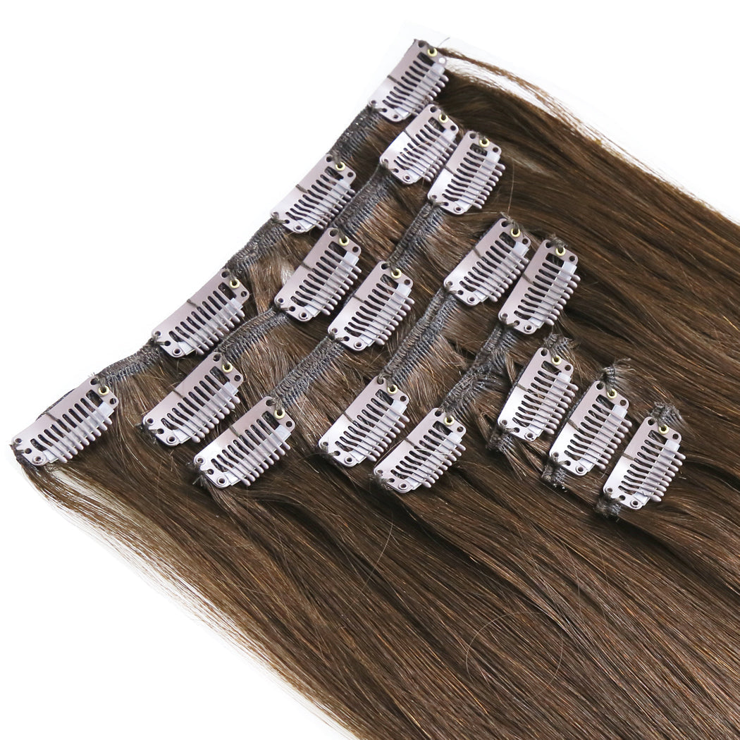 Clip In Human Hair Extensions Brown #2 Clip Ins| Hairperfecto