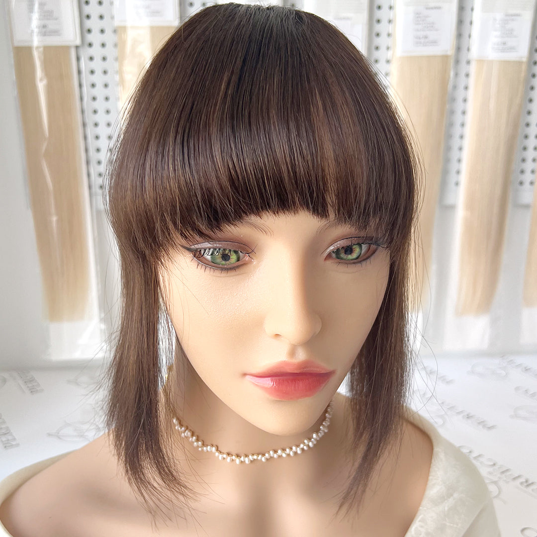 100% Human Hair Clip In Bangs With Temples  -#2 Dark Brown