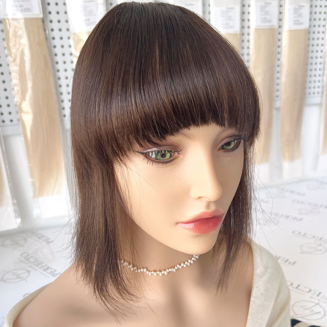 100% Human Hair Clip In Bangs With Temples  -#2 Dark Brown