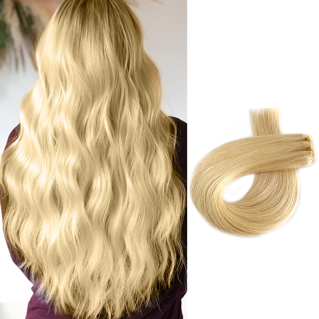 Machine Weft Hair Extensions | 100% Blonde #22 Remy Hair Wefts | Hairperfecto