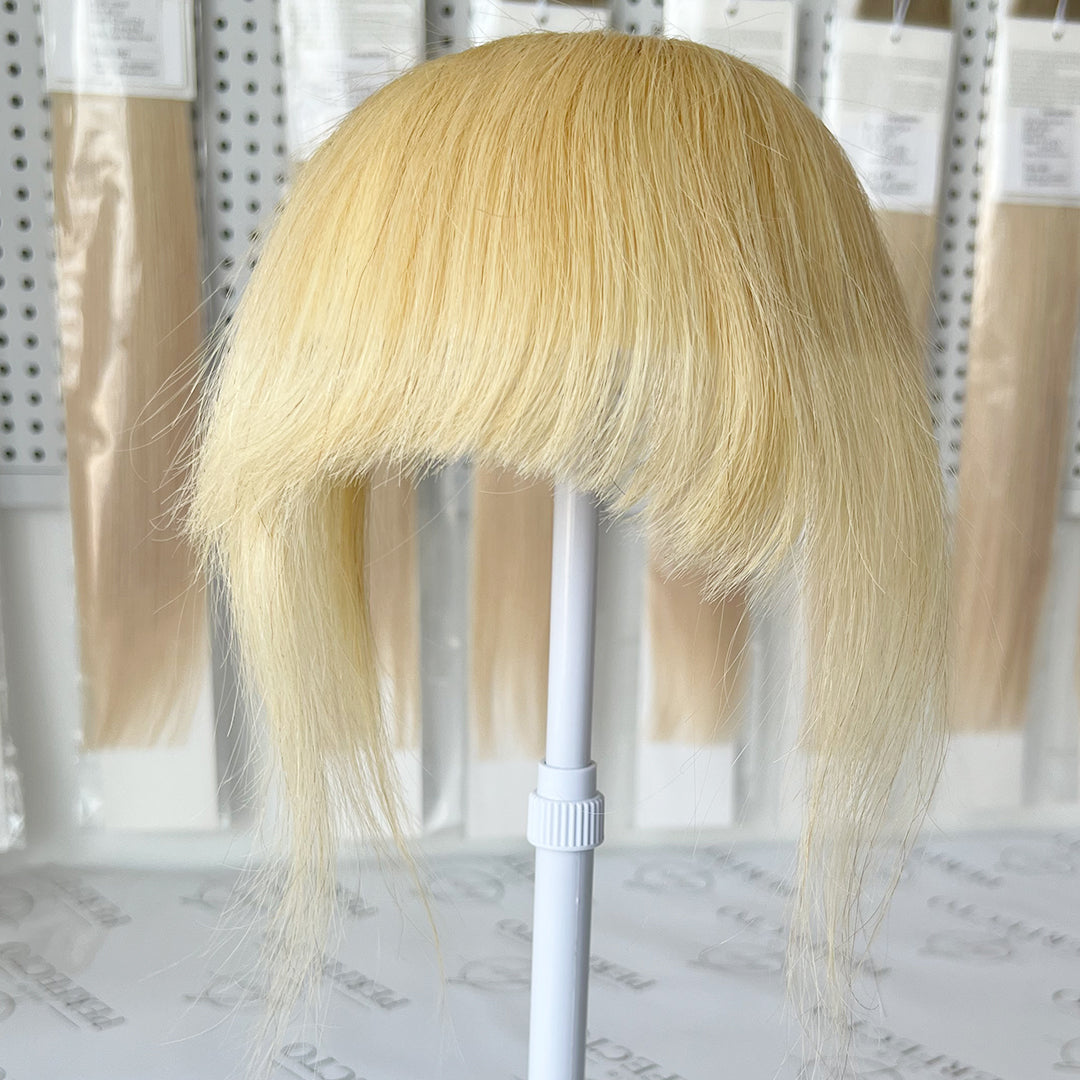 100% Human Hair Clip In Bangs with Hair Temples-#24 Blonde