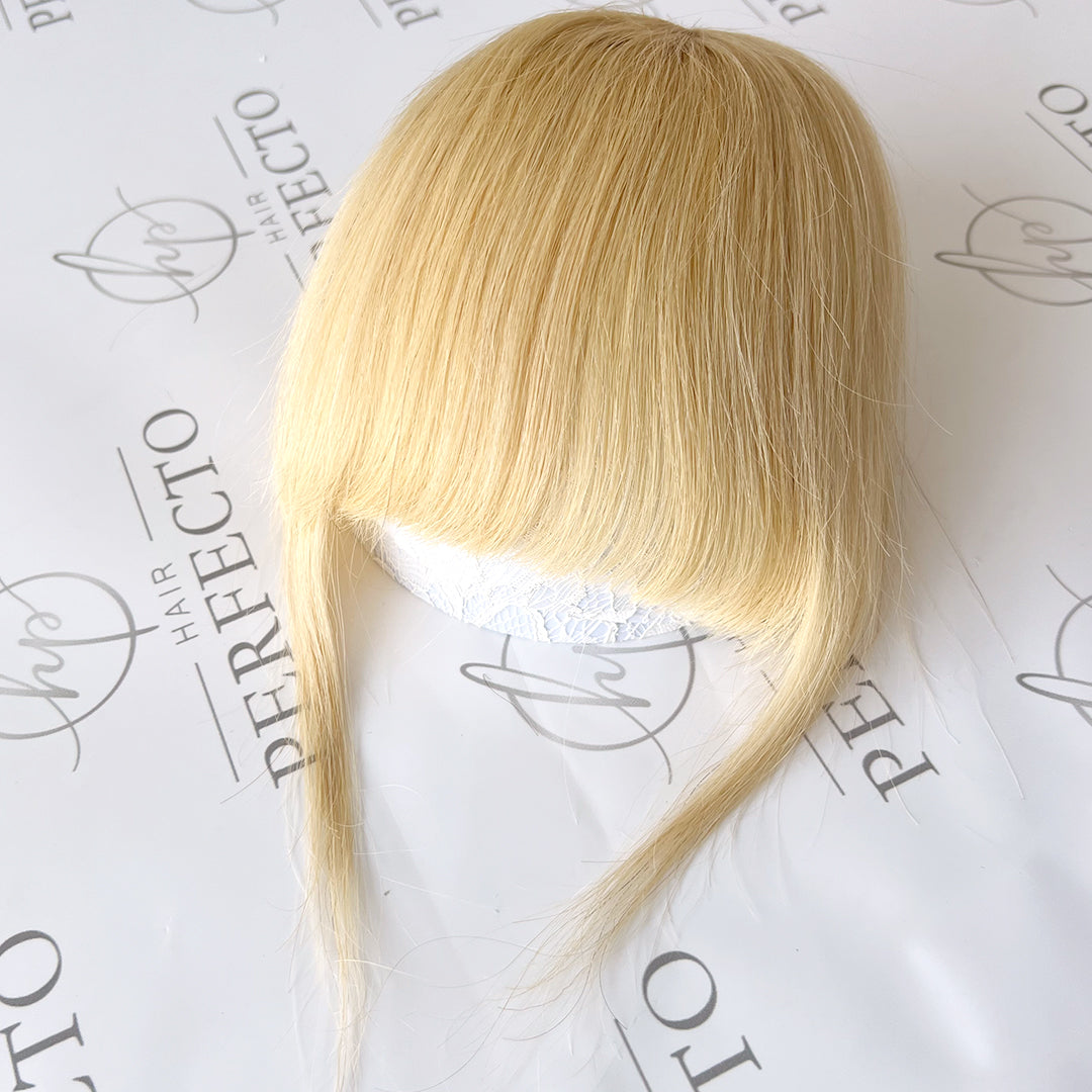 100% Human Hair Clip In Bangs with Hair Temples-#24 Blonde