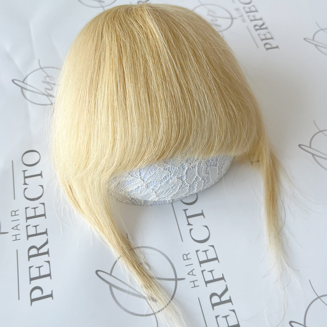 100% Human Hair Clip In Bangs with Hair Temples-#24 Blonde