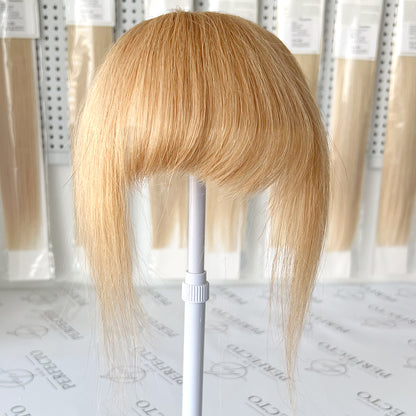 Real Human Hair Clip In Air Bangs Hair Extension-#27 Strawberry Blonde