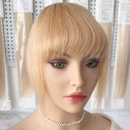 Real Human Hair Clip In Air Bangs Hair Extension-#27 Strawberry Blonde