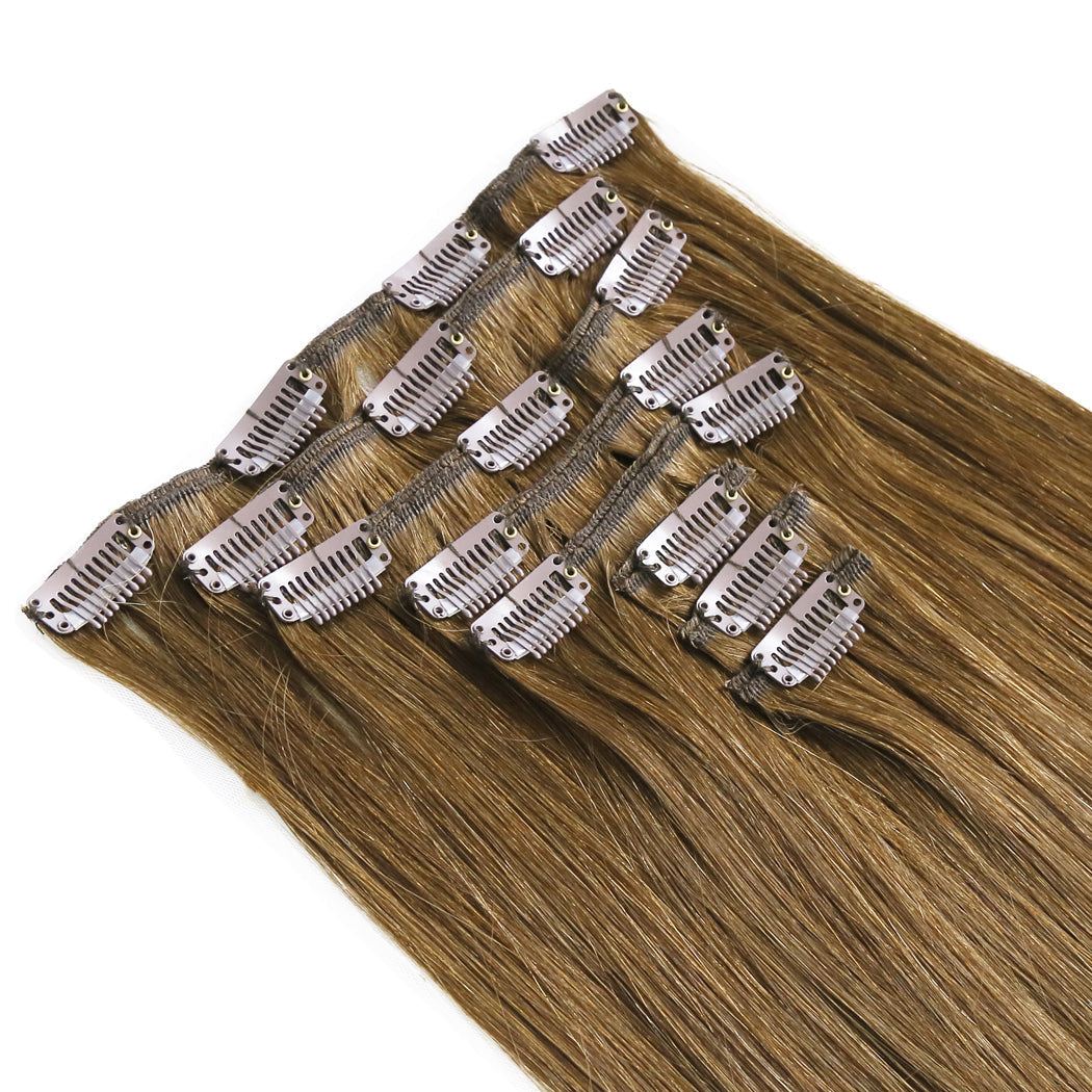 Clip In Human Hair Extensions Brown #4 Clip Ins| Hairperfecto