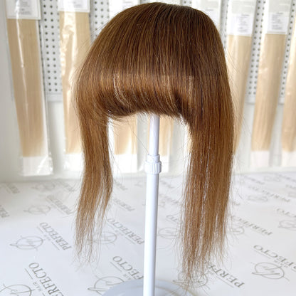 Real Human Hair Clip in Bangs Fringe With Temples -#4 Medium Brown