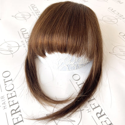 Real Human Hair Clip in Bangs Fringe With Temples -#4 Medium Brown