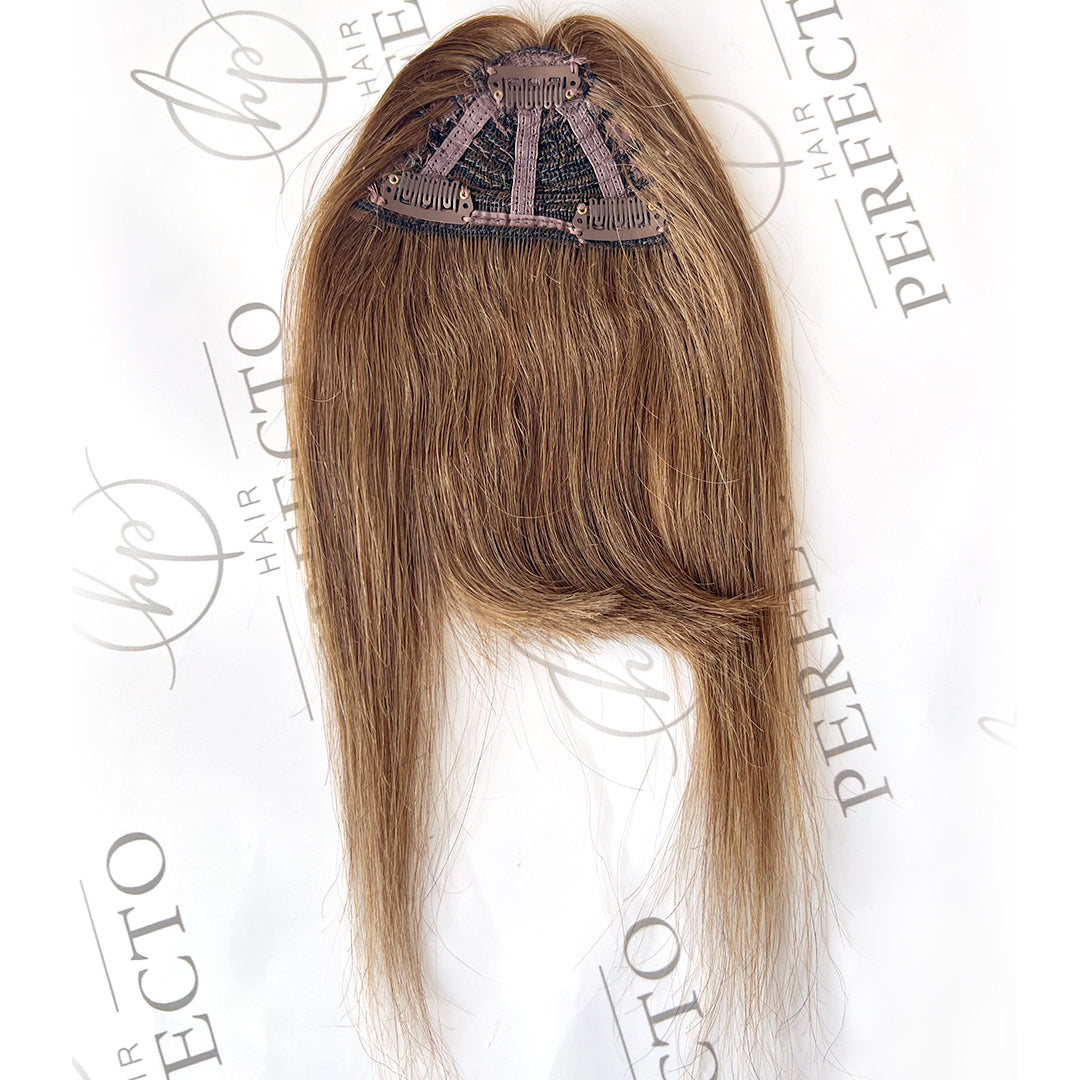 Clip in Bangs Real Human Hair Fringe With Temples -#6 Camel Brown