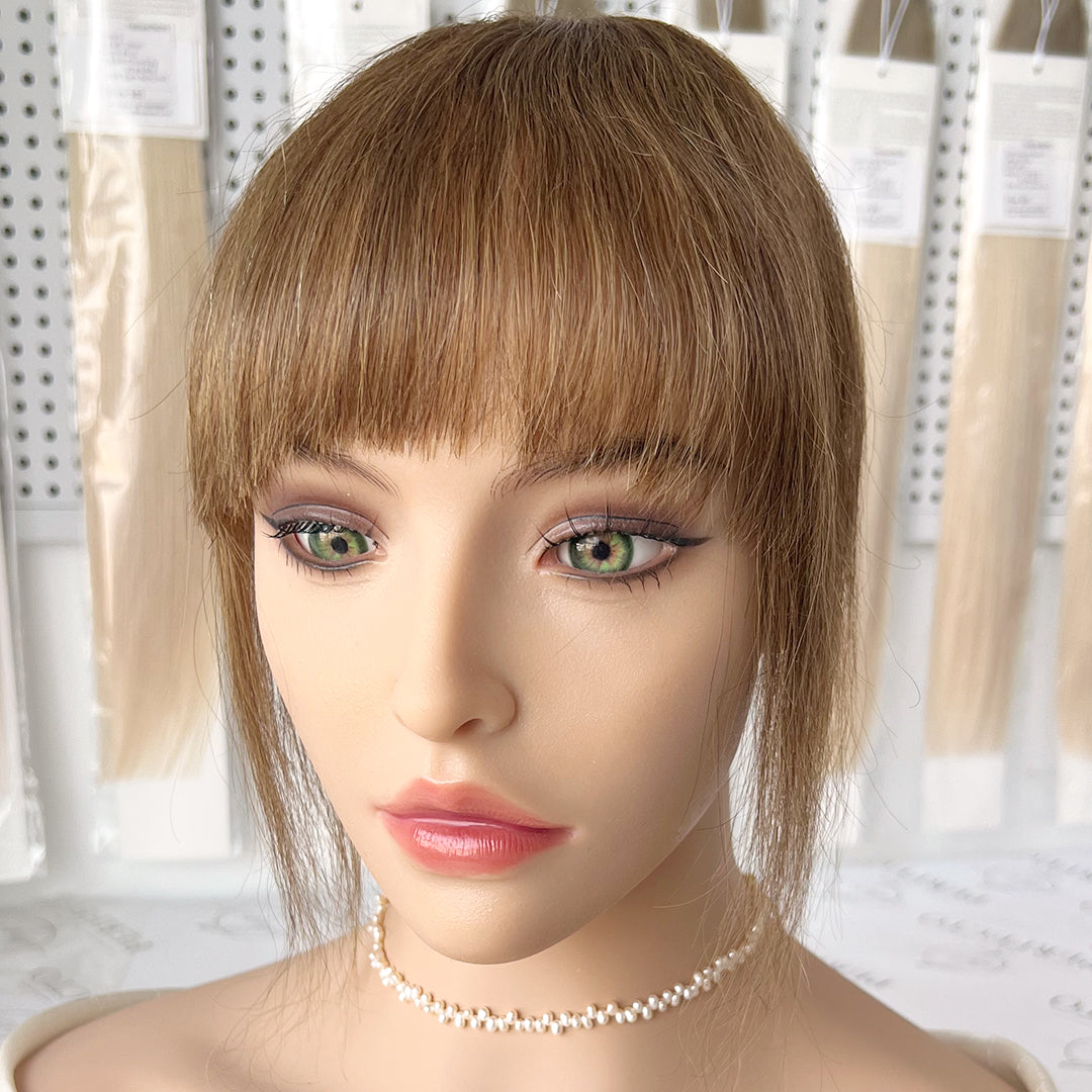 Clip in Bangs Real Human Hair Fringe With Temples -#6 Camel Brown