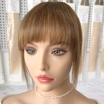 Clip in Bangs Real Human Hair Fringe With Temples -#6 Camel Brown