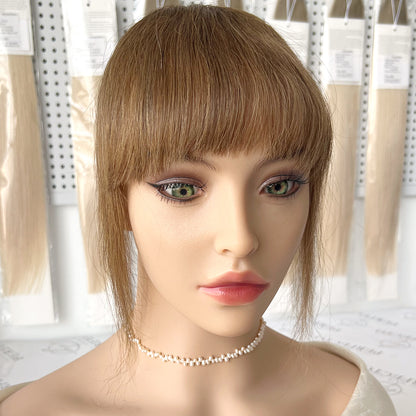 Clip in Bangs Real Human Hair Fringe With Temples -#6 Camel Brown