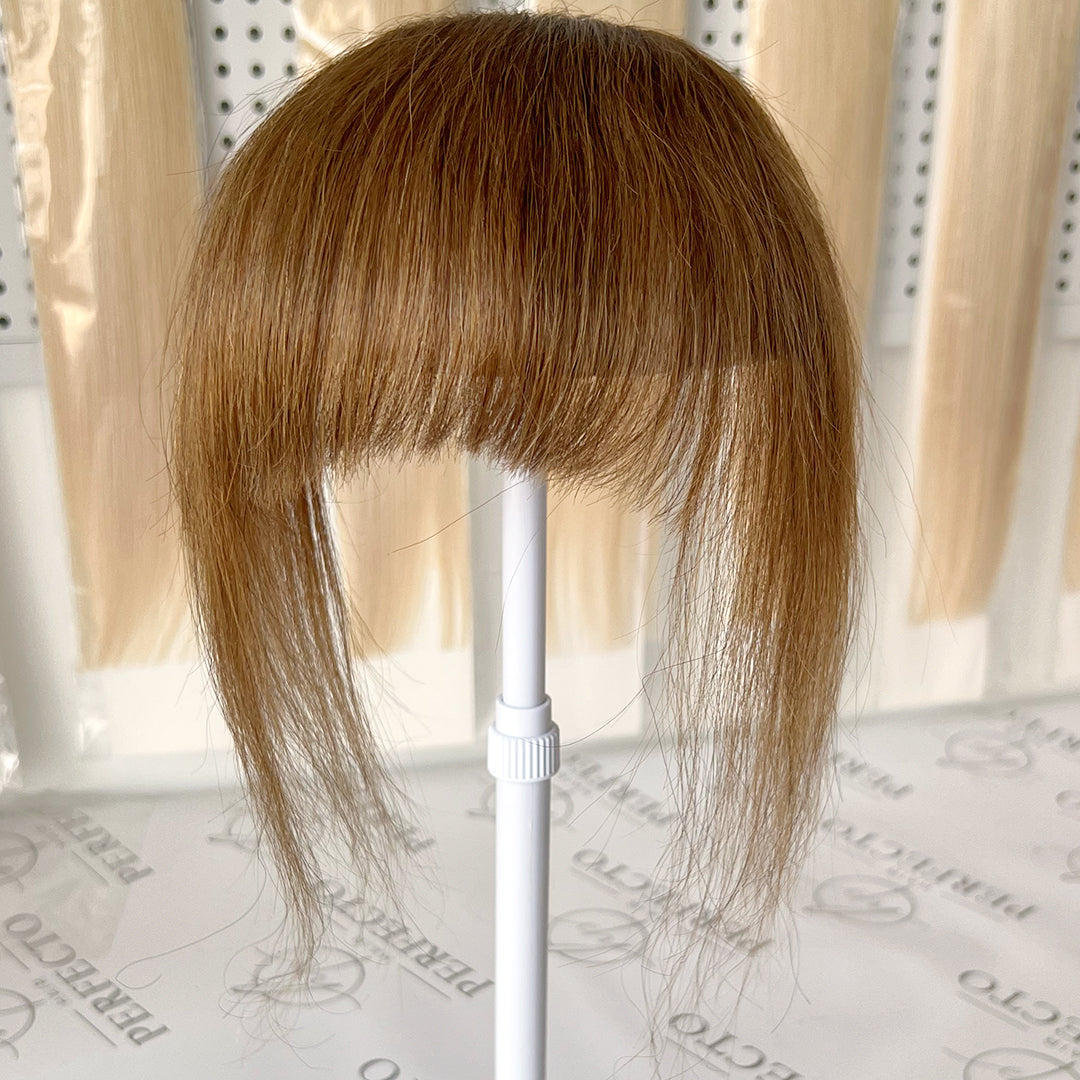 Clip in Bangs Real Human Hair Fringe With Temples -#6 Camel Brown