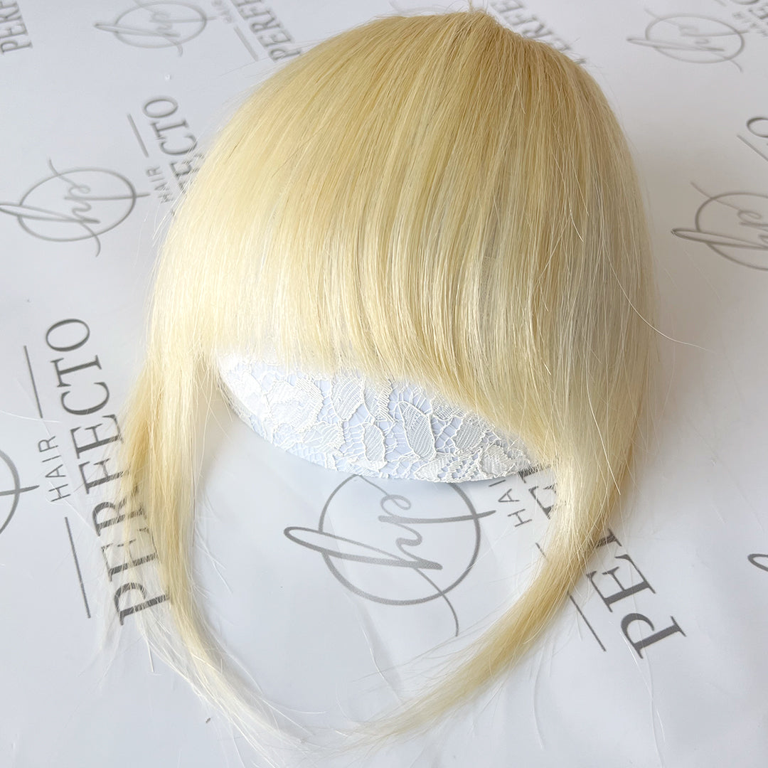 Whispy Clip In Real Human Hair Bangs-#613 Light Blonde