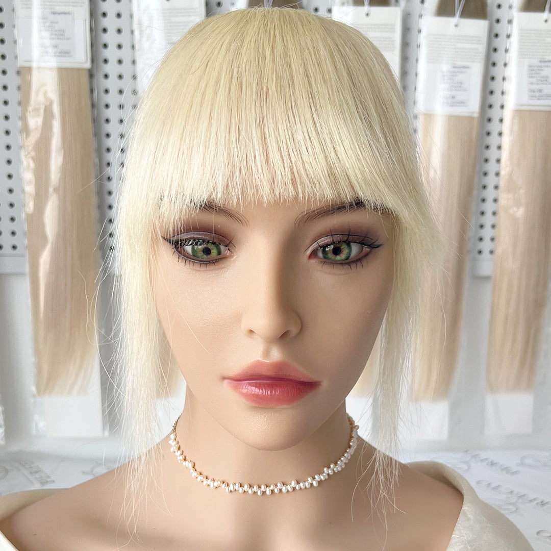 Whispy Clip In Real Human Hair Bangs-#613 Light Blonde