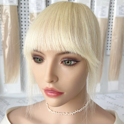 Whispy Clip In Real Human Hair Bangs-#613 Light Blonde