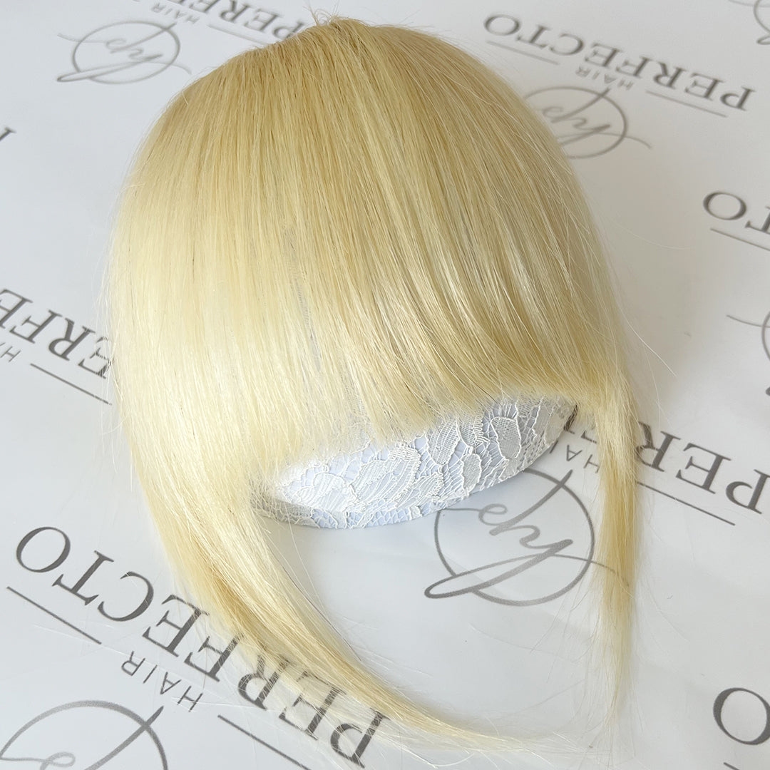 Whispy Clip In Real Human Hair Bangs-#613 Light Blonde