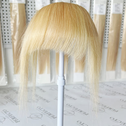 Mixed Blonde Clip In bangs with Temples Human Hair fake bangs-#8-613