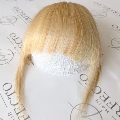 Mixed Blonde Clip In bangs with Temples Human Hair fake bangs-#8-613