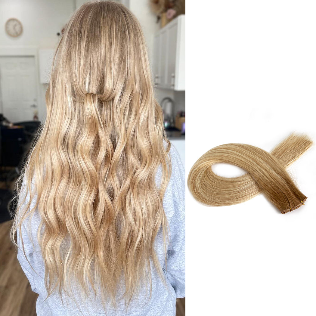 Genius Weft Hair Extensions- Blonde Extension Remy Hair #T8/P18/60 /| Hairperfecto