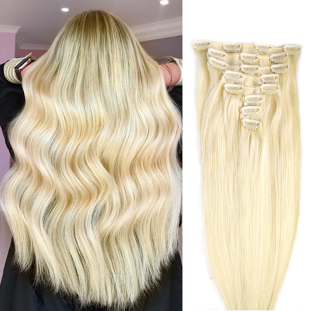 Best Clip In Hair Extensions for Thin Hair Ash Blonde #60 | Hairperfecto