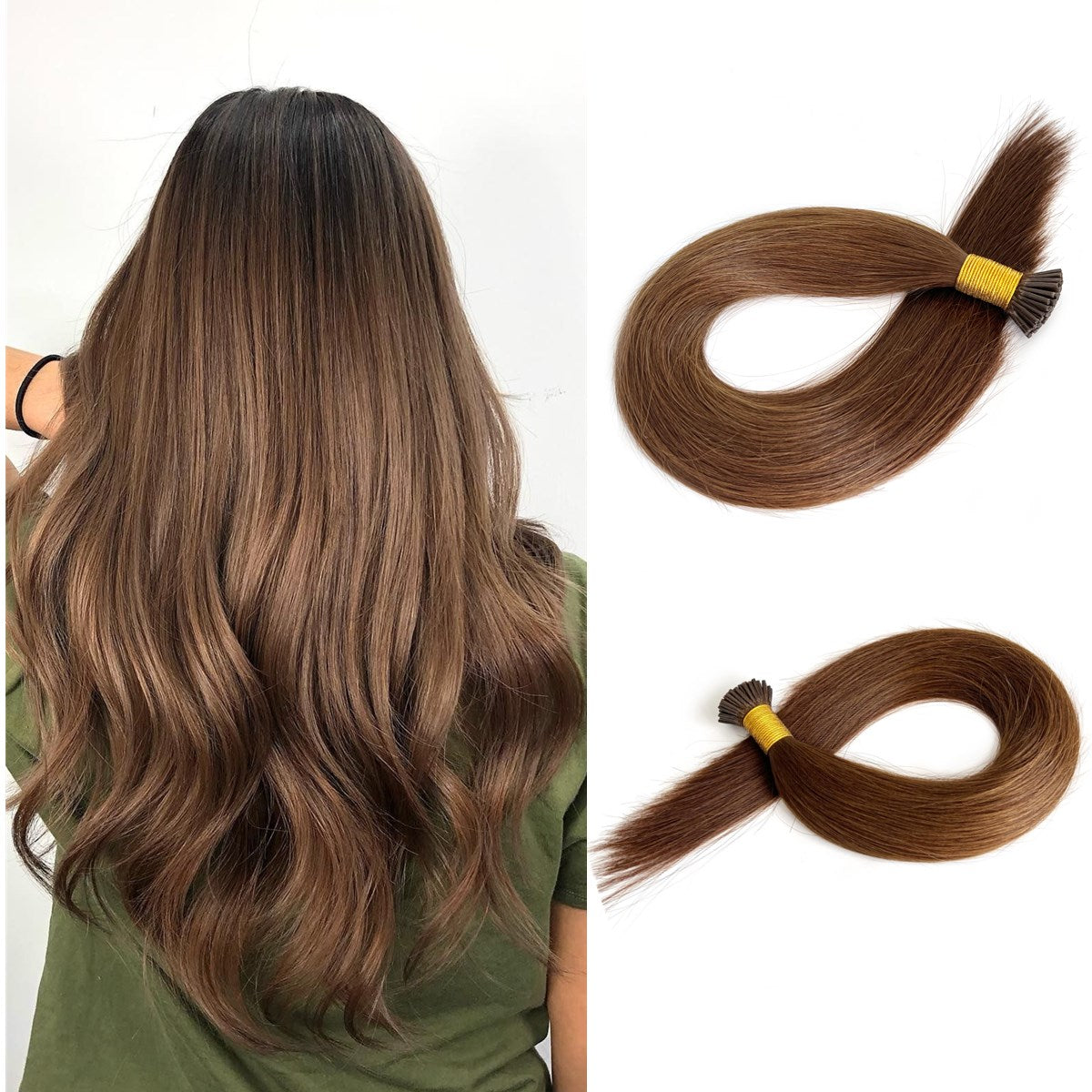 Best I Tip Hair Extensions Human Hair Brown #4 | Hairperfecto