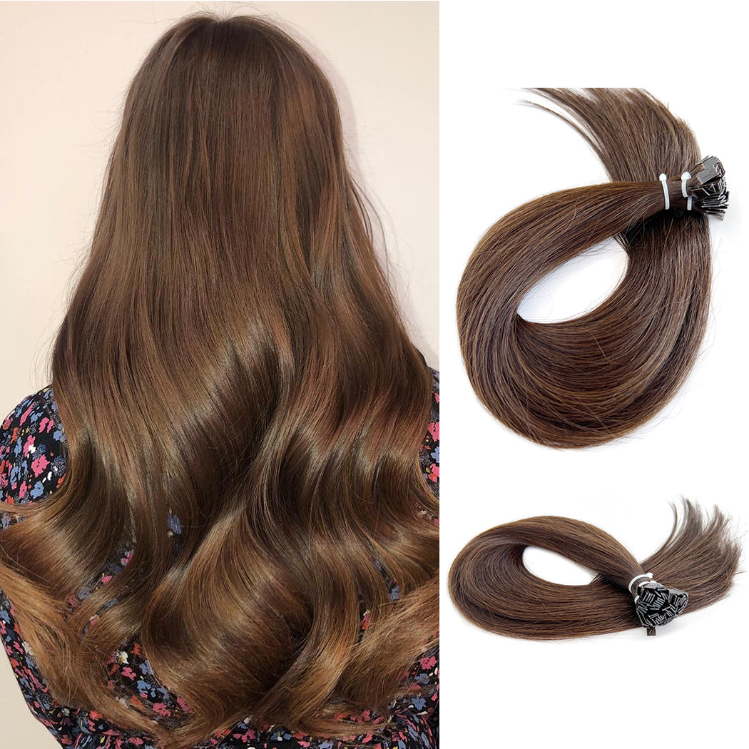 Flat Tip Hair Extensions Dark Brown #2 Keratin Hair Extensions