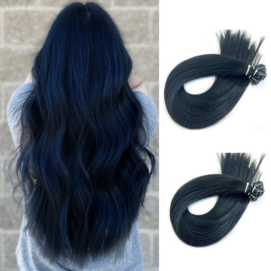 Flat Tip Hair Extensions Jet Black #1 Keratin Hair Extensions