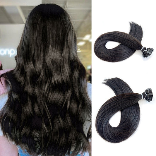 Flat Tip Hair Extensions Off Black #1B Keratin Hair Extensions