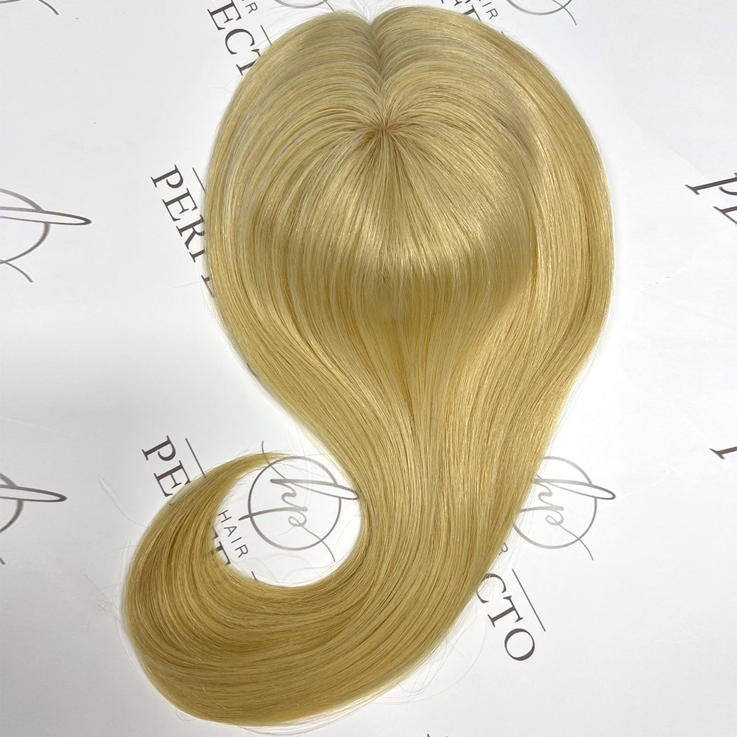 Micorline Hair Toppers Silk Top Base 16 Inch Blonde Hair Topper For Women