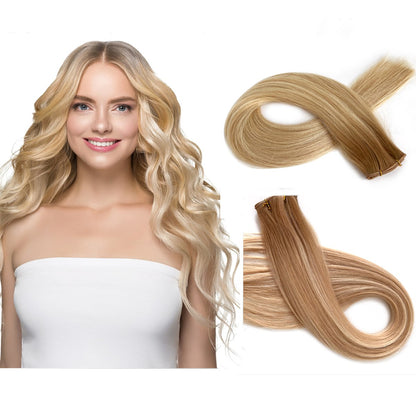 Genius Weft Hair Extensions- Blonde Extension Remy Hair #T8/P18/60 /| Hairperfecto