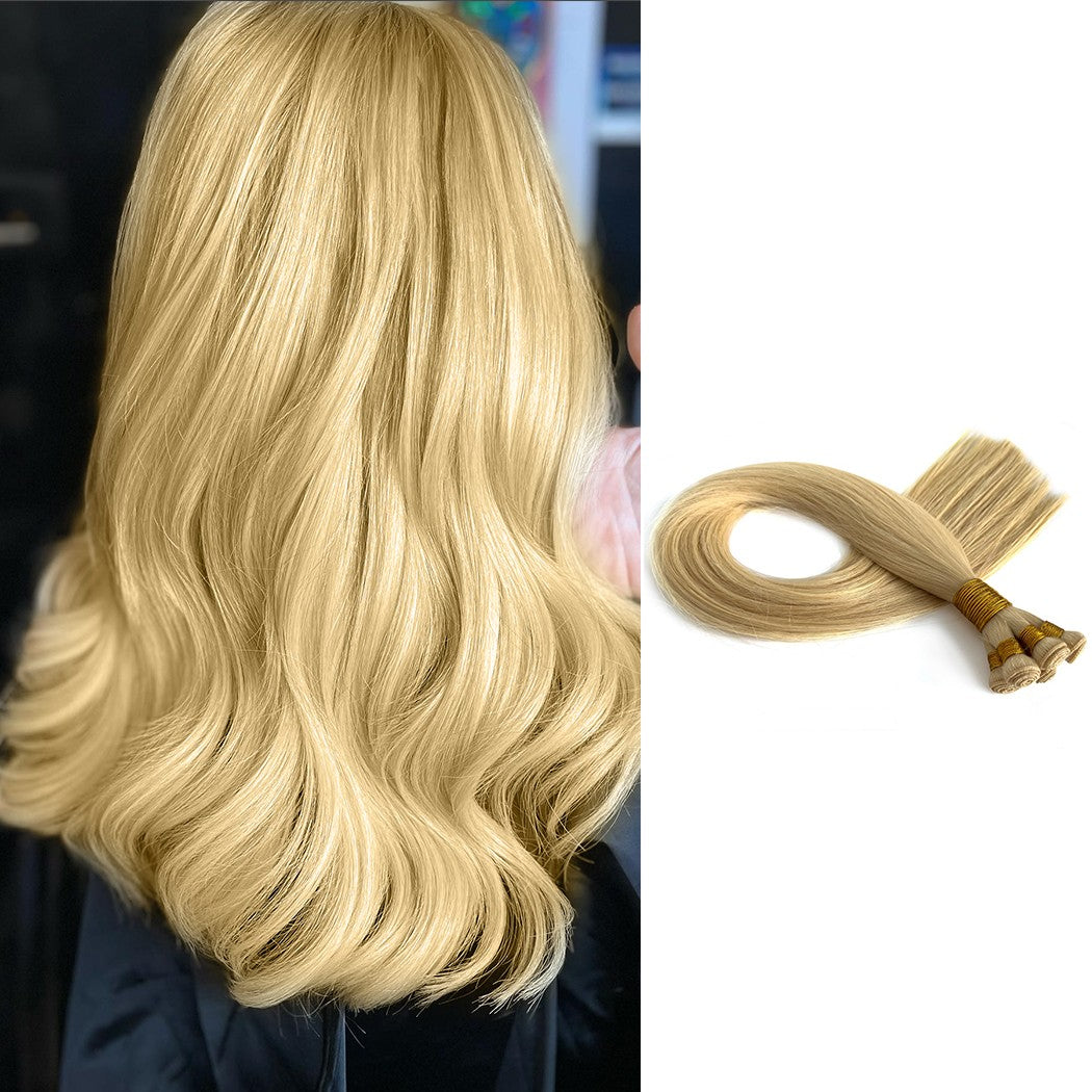 Remy Hair Wefts 100% Hand Tied Extension Hair Blonde #613 | Hairperfecto