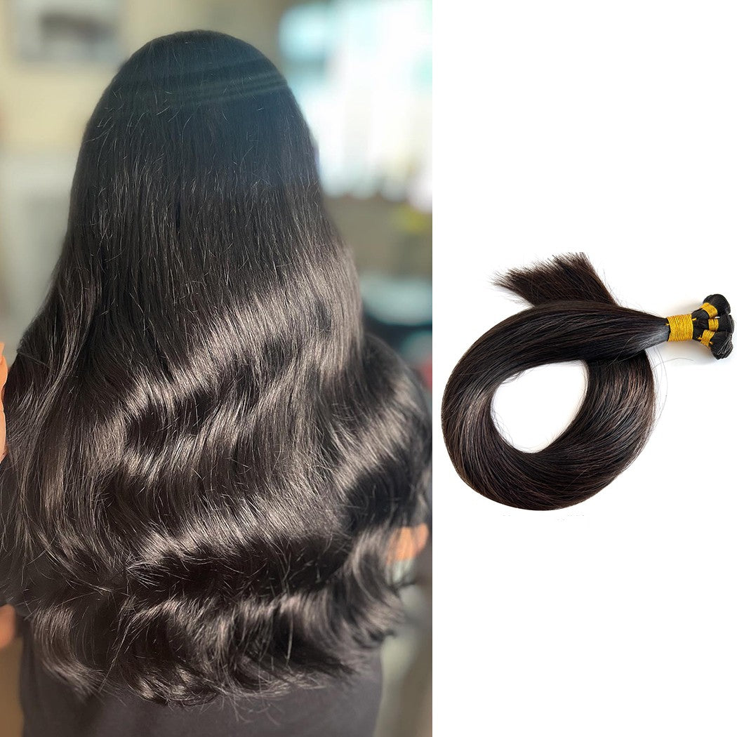 Hand Tied Weft Hair Extensions Natural Balck Sew In Hair Wefts | Hairperfecto