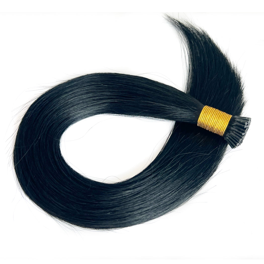I Tip Hair Extensions Keratin Hair Jet Black #1 | Hairperfecto