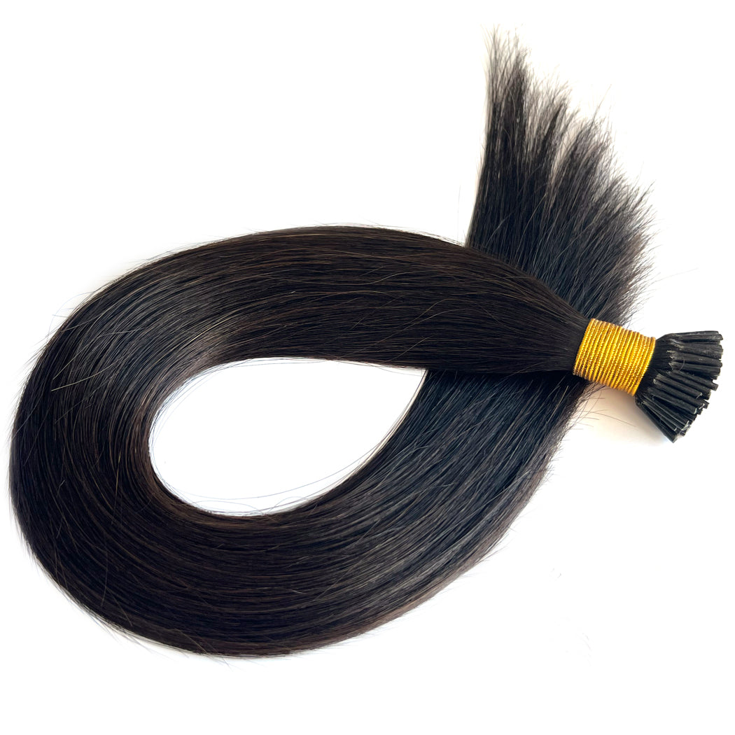 I Tip Hair Extensions Human Hair Keratin Hair Off Black #1b | Hairperfecto