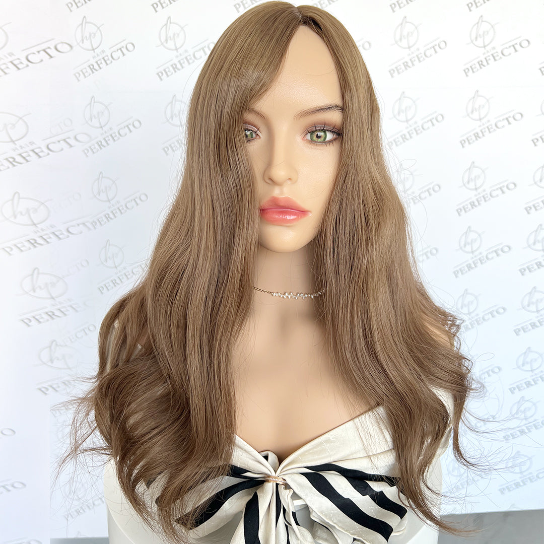 Hair Toppers Silk Base Chestnut Brown Virgin Human Hair Pieces - Celena