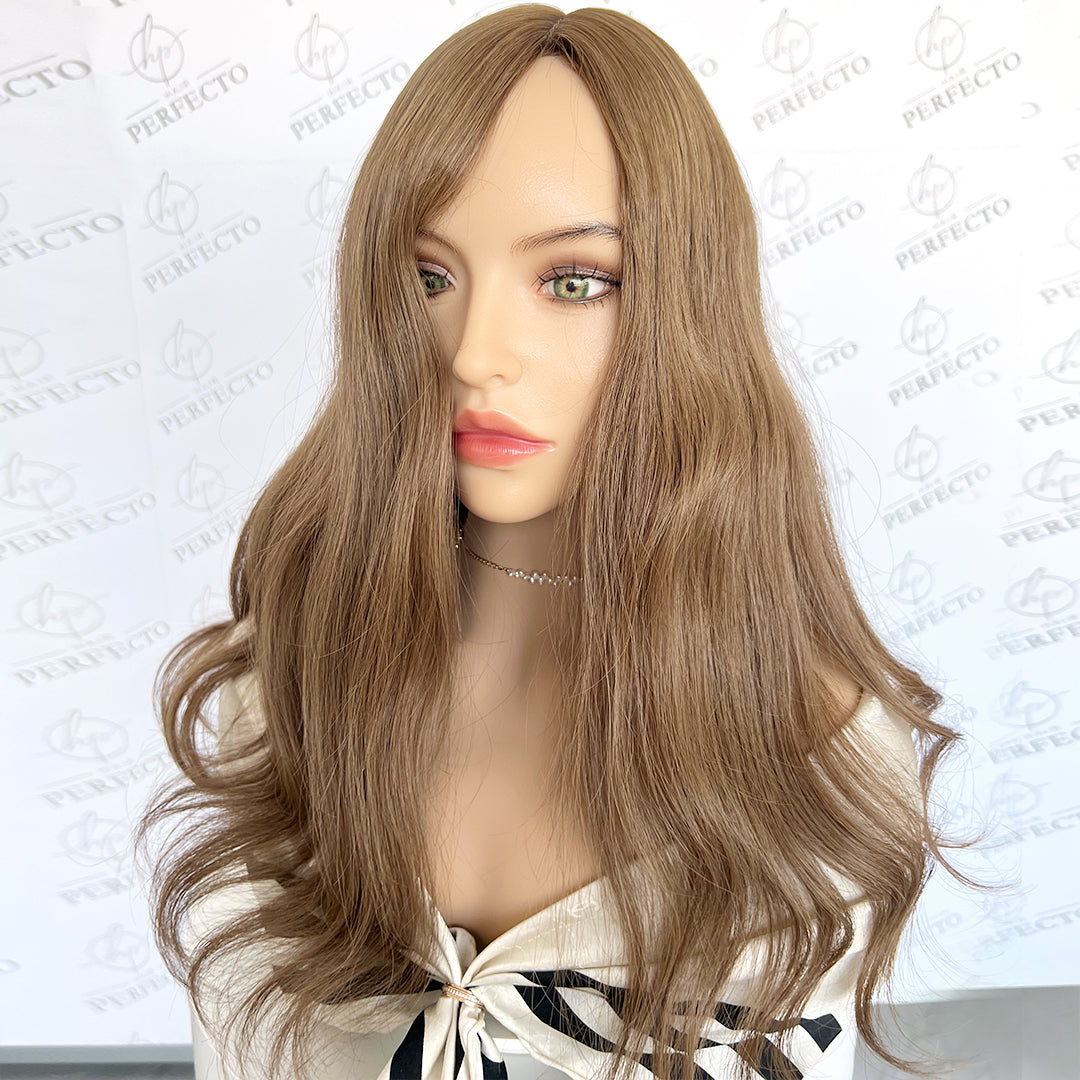 Hair Toppers Silk Base Chestnut Brown Virgin Human Hair Pieces - Celena