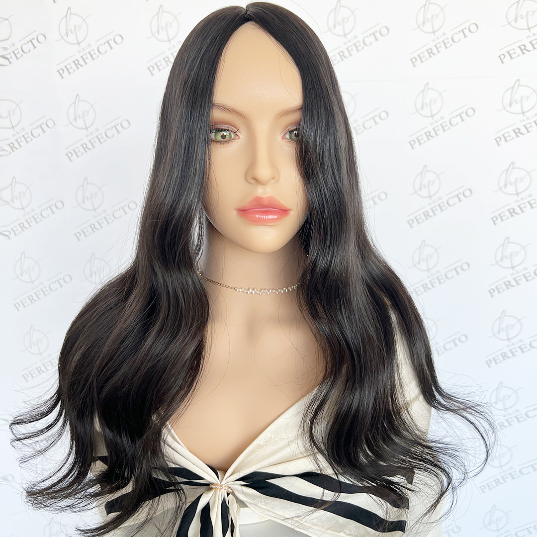 Premium Hair Toppers  Natural Black Hair 6*7 Silk Base - Lily