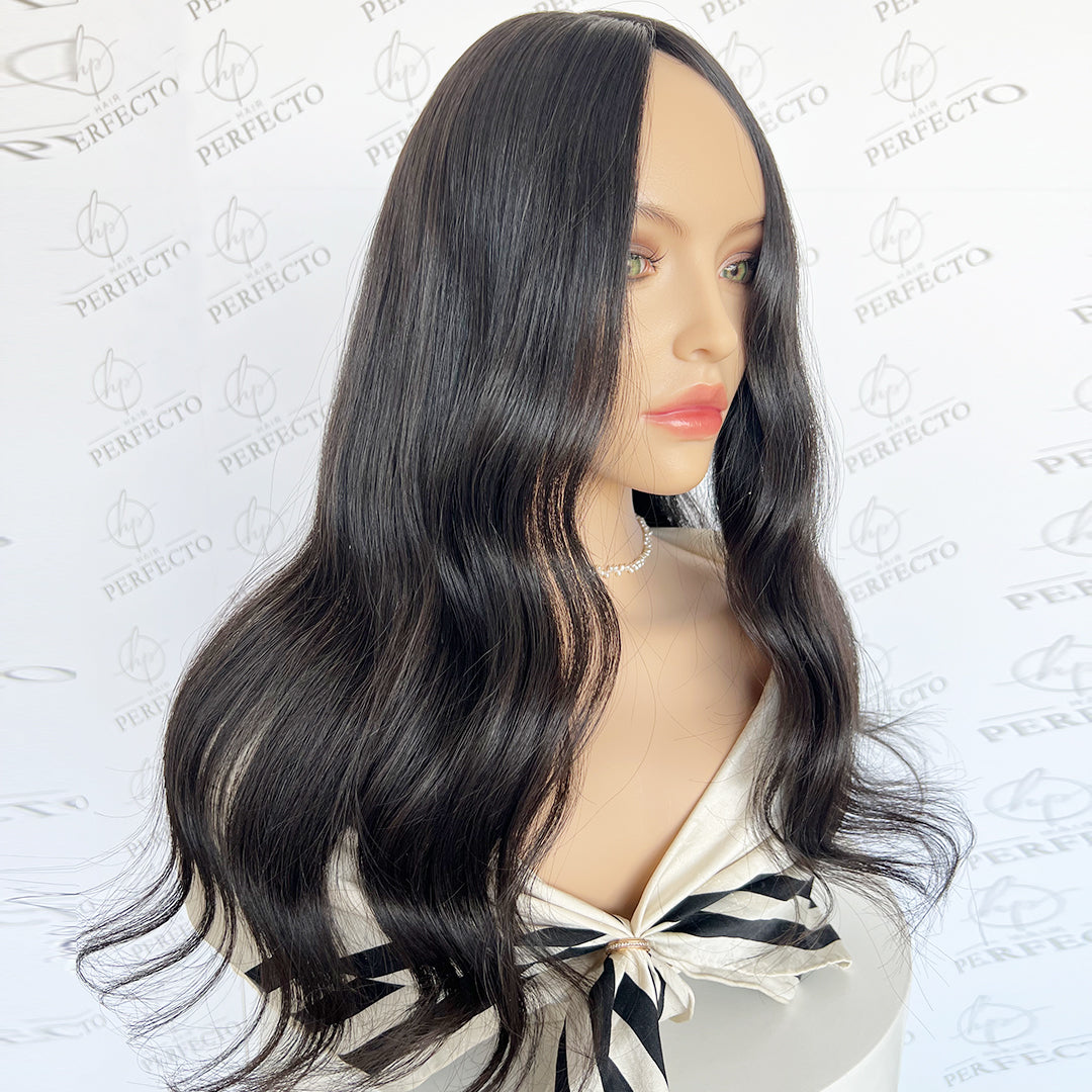 Premium Hair Toppers  Natural Black Hair 6*7 Silk Base - Lily