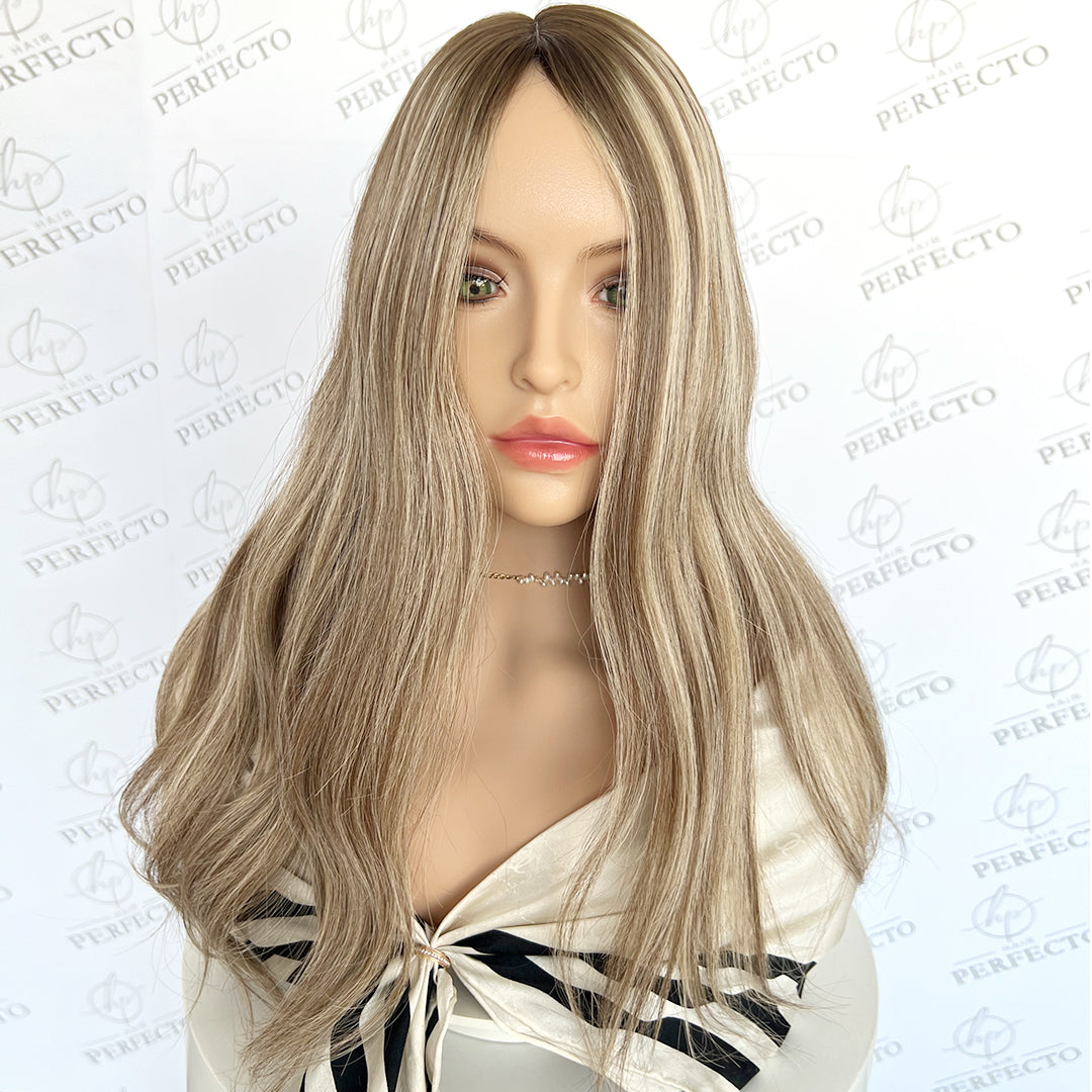 Silk Hair Toppers Ash Brown and Blonde Virgin Hair Pieces - Harmony