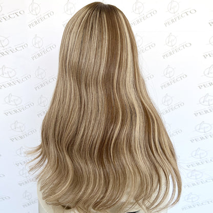 Silk Hair Toppers Ash Brown and Blonde Virgin Hair Pieces - Harmony