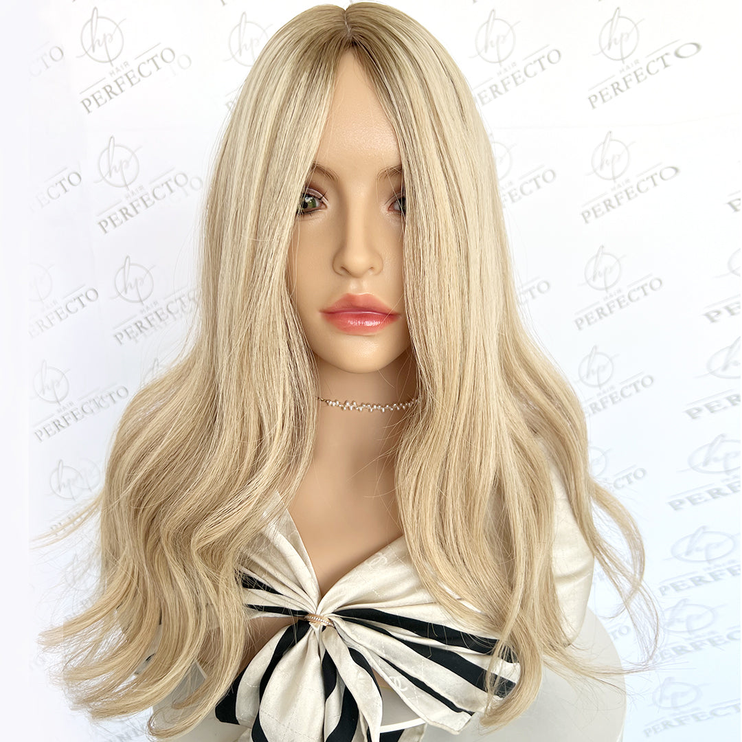 Best Silk Hair Toppers 8*8 Blonde Blend Highlight Virgin Hair Topper - Celestia