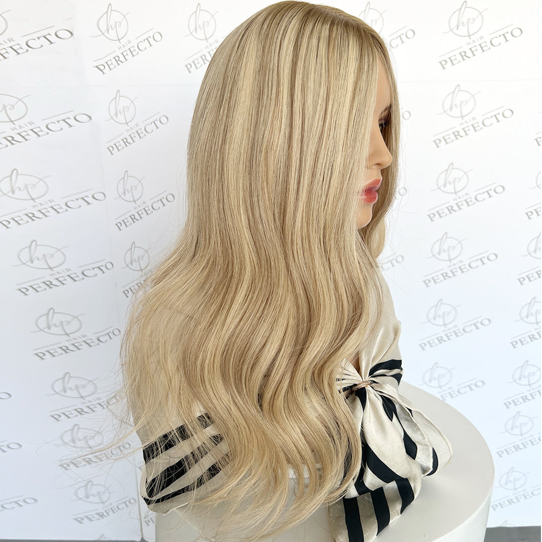 Best Silk Hair Toppers 8*8 Blonde Blend Highlight Virgin Hair Topper - Celestia