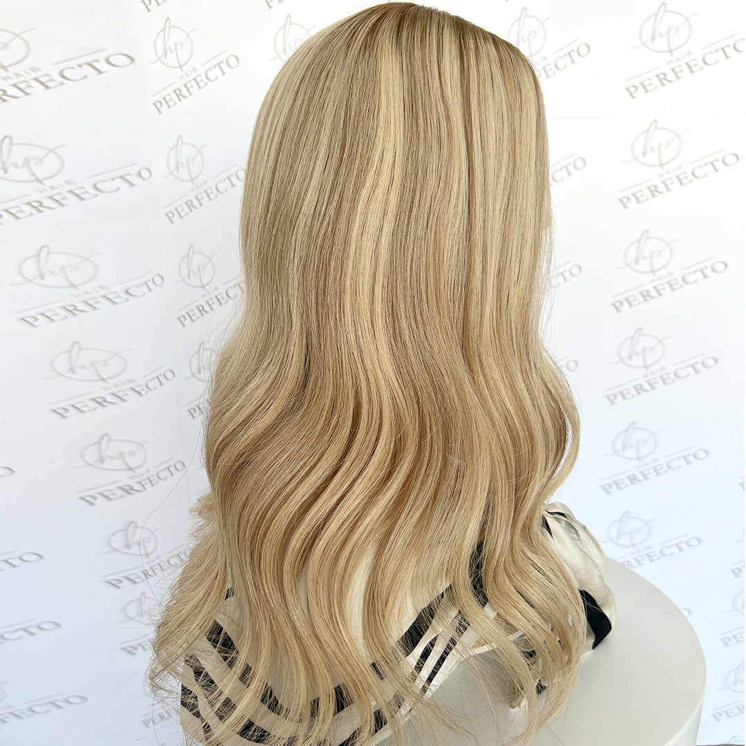 Best Silk Hair Toppers 8*8 Blonde Blend Highlight Virgin Hair Topper - Celestia