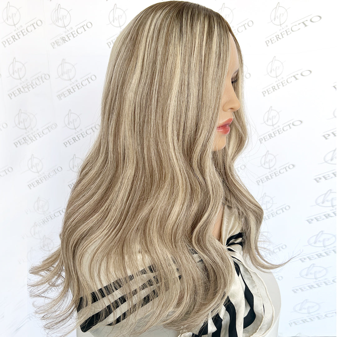Silk Hair Toppers Ash Blonde Virgin Human Hair Topper - Aurora